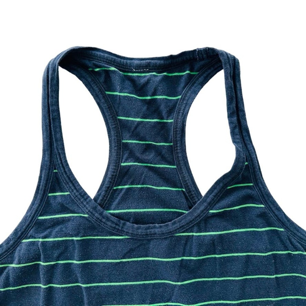 Lululemon Modern Racerback Slalom Stripe Inkwell Green Bean Size 6 Pima Cotton - Picture 3 of 6